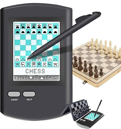 Set di Scacchi Elettronico Touch, Gioco di Scacchi Ai Portatile 8 In 1 con Display Led, Avversario Ai, 220 Partite Master Modalità di Apprendimento, Macchina da Gioco Intelligente Automatica per