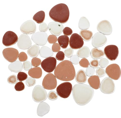 MUSISALY Pebble Tiles for DIY Mosaic Crafting, Flat Back Ceramic Decorative Tiles with Smooth Bottom, for Handmade Artworks and Craft Making Supplies