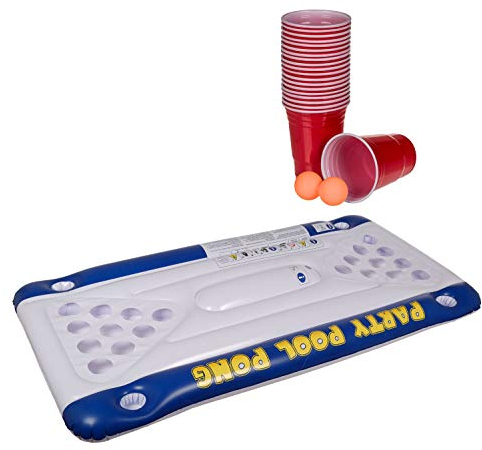 Out of the Blue 91/4025 - Luftmatratze, Pool Pong Game, ca. 152 x 76 x 15 cm, inklusive 20 Kunststoffbechern und 2 Ping - Pong Bällen, im Geschenkkarton