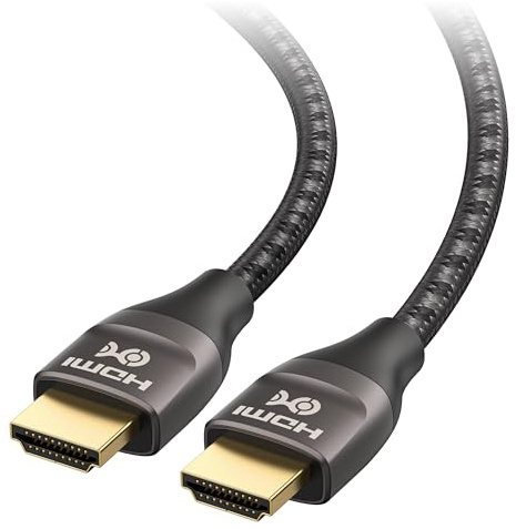 Cable Matters Premium Braided 48Gbps Ultra HD 8K HDMI Cable 3.3 ft / 1m with 8K@60Hz, 4K@240Hz and HDR Support for PS5, Xbox Series X/S, RTX3080 / 3090, RX 6800/6900, Apple TV and More in Brown