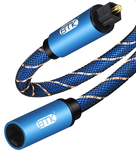 EMK Câble d'extension Audio Optique Mâle à Femelle Rallonge Cable Optique Câble Audio Numérique Toslink étendu Câble Toslink pour TV, Amplificateur, Barre de son, Soundbar (3 m)