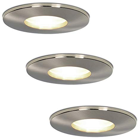HOFTRONIC - 3er LED Einbaustrahler Bad 230V Edelstahl IP44 Wasserdicht Dimmbar GU10 4000K Neutralweiß Lichtfarbe 3x4W 3x345 Lumen Deckeneinbauleuchte Einbauspots für innenbereich und Außenbereich