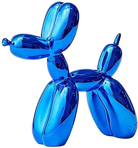 KKLT Scultura Cane Palloncino 10 Colori Polyresin Finitura Metallica, Modello Artigianato per Desk Casa-Blu Scuro 10x10x4cm(4x4x2inch)