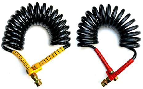 MelTruck® 2x Luftwendel Luftschlauch Druckluftschlauf Spiralschlauch LKW 2x M16 4,5m