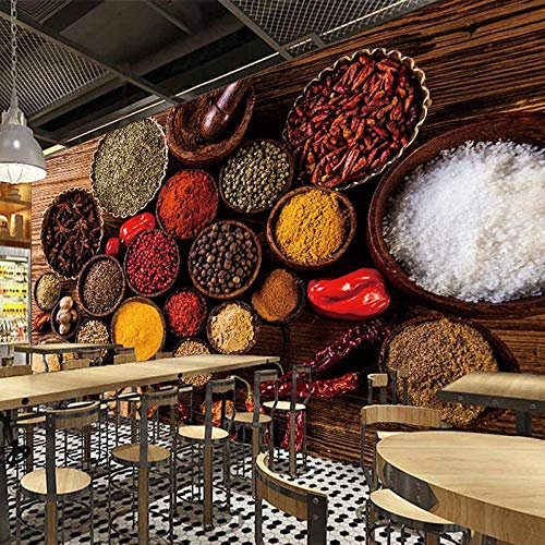 SIBUHUAU Papel tapiz retro nostálgico 3D condimento tridimensional restaurante cocina cartel papel tapiz papel tapiz