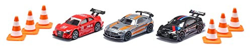 siku 6331, Geschenkset Race, Mercedes-AMG GT4, Audi RS 5 Racing und BMW M4, Inkl. 6 Pylonen, Spielzeug-Autos, Metall/Kunststoff, Multicolor, Mit Sportfelgen und Heckflügeln