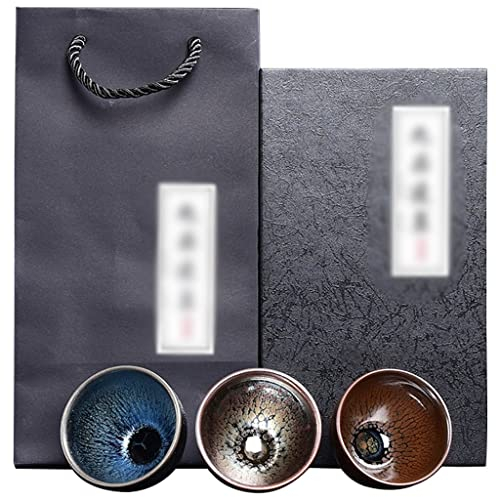 Tazas de té Vasos De Té Japones Set Taza De Té Jianzhan A Rayas De Perdiz, Copa Maestra Vintage Hecha A Mano, Tazón De Té Tenmoku Glaze Kung Fu, Embalaje De Caja De Regalo