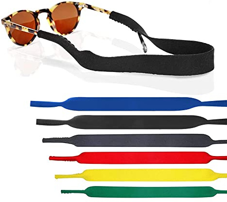 Paket med 6 glasögonrem sportneoprenglasögonhållarrem, anti-halk elastiska glasögonremmar glasögonrem flytbar för sportglasögon och solglasögon