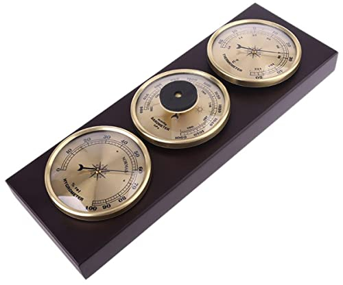 WMGoods Barometer-Thermometer-Hygrometer, 31 cm, Wetterbarometer, multifunktionales Holzbarometer für Zuhause, 3-in-1-Wand-Wetterbarometer, für drinnen und draußen