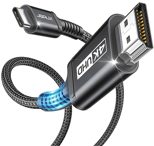 JSAUX USB C auf HDMI Kabel 2M,USB Typ C zu HDMI 4K UHD Kabel für Thunderbolt 3 Kompatibel mit iPhone 16/15, MacBook Pro 2018, MacBook Air/iPad Pro 2018, Galaxy S25/S24/S10/S9, Surface Book -Schwarz