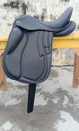 WILD RACE Leather Dressage Monoflap Changeable Gullets Medium Saddle (17.5)