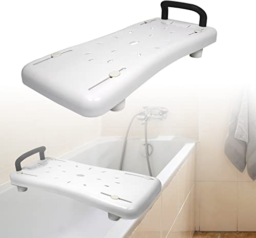 LARS360 LARS-(HAG1336B) - Tavoletta Regolabile per Vasca da Bagno, Seduta Con Manico, Altezza Massima 150 kg, Colore: Bianco