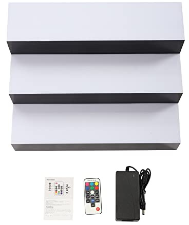 KenSyuInt 3-Step Liquor Bottle Display Shelf LED Bar Shelves Bottle Rack Acrylic Wine Bottle Organizer Drinks Lighting Stand with Remote Control Multiple Colors for Home Club Bar