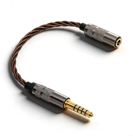 Cavo Adattatore per Cuffie 4.4mm Maschio Bilanciato a 3.5mm Femmina Stereo - Connettori Dorati, Cavo OFC Rame Ossigeno per Hi-Fi, Musica, Portatile (15cm)