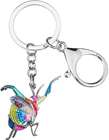 RAIDIN Porte-clés mante religieuse mignon 3D en alliage émaillé pour femmes filles bijoux insecte pour Porte-monnaie de la voiture à clé sac à dos