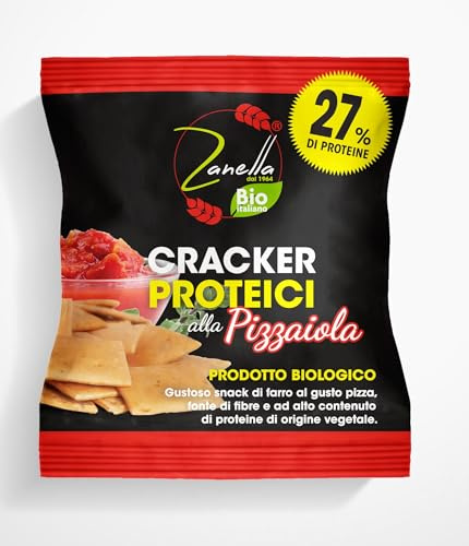 Snack Cracker Proteici alla pizzaiola 25 g, con olio di semi di girasole, 30 pacchetti, snack bio, proteine del riso, fonte di fibre, alto contenuto proteine