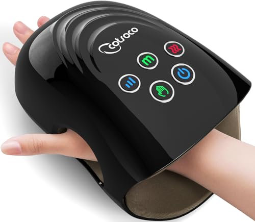 cotsoco Elektrische Handmassagegeräte,Kabelloses Handmassagegerät,Massagegerät mit Kompression und Heizung, das beste Geschenk für Familie und Freunde，Schwarz.