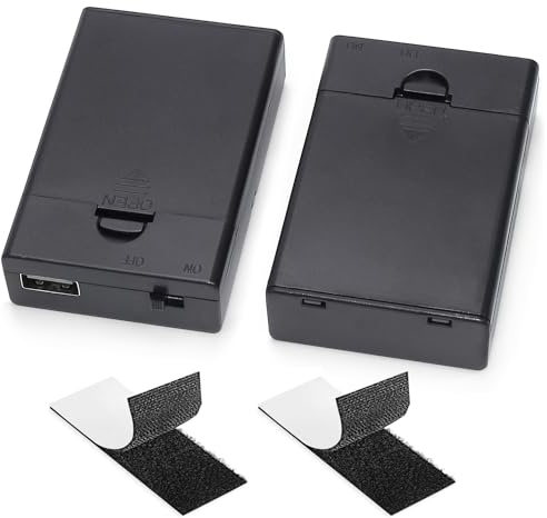 Goweewon 3 AA Battery Holder, 4.5-5V USB Battery Pack for Lights, AA Battery Case Box Holder with On/Off Switch - 2 Pack (Black)