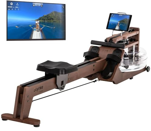 Skandika Wasserrudergerät Styrke Premium | Made in Germany, Rudergerät Wasser aus Holz, Kinomap App-Funktion, Rudermaschine für Zuhause, Massive Esche aus Deutschland, naturnahes Rudern, bis 180 kg