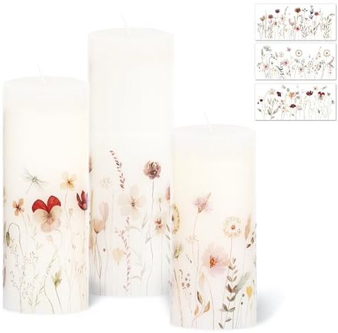 3 Blatt Kerzen Tattoofolie wilde Blumen Bunt Kerzenfolie Wasserschiebefolie Kerzentattoo Kerzensticker Kerzenaufkleber für DIY Kerzen Tassen Frühling Sommer Geschenk