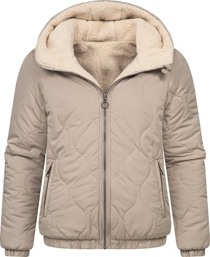 Ragwear Damen Wendejacke warme Teddy-Fleecejacke Steppjacke mit Kapuze Qaria XS-XXL