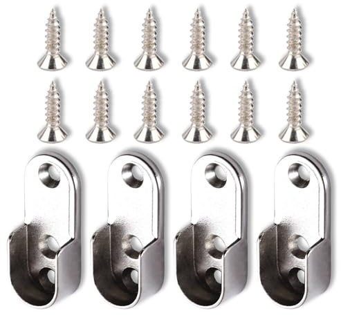 QZKJQDD 2 Stück Kleiderstangenhalter, Schrankrohrlager Oval Halterung Für Kleiderstange Schrank, Kleiderstangenhalterung aus Metall für 15 mm Ovale Stange, Schrauben im Lieferumfang enthalten