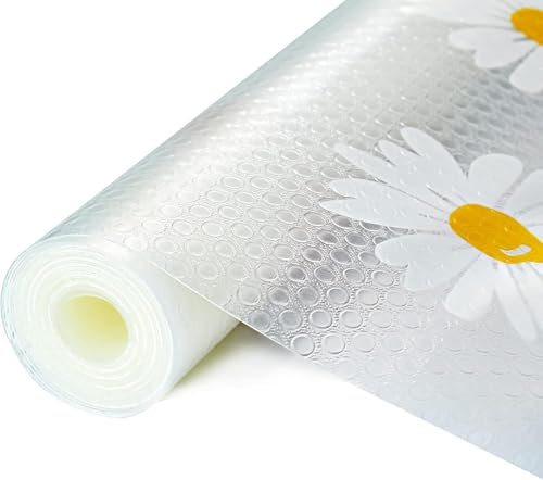 SHSHbuy Rivestimento per Cassetti, Tappetini Frigorifero Antibatterici,Tappetino Cucina,per Mensola Frigorifero,Tavolo Mobile Cucina Ripiani,armadietti,Scarpiera(30cmx300cm,Marguerite)