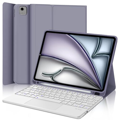 JADEMALL Tastiera con Trackpad per iPad Air 11 M2/M3 2025, Italiano ‎QWERTY Tastiera Bluetooth Staccabile con Touchpad per iPad Air 11 Pollici M2/M3 2024/2025, Viola scuro