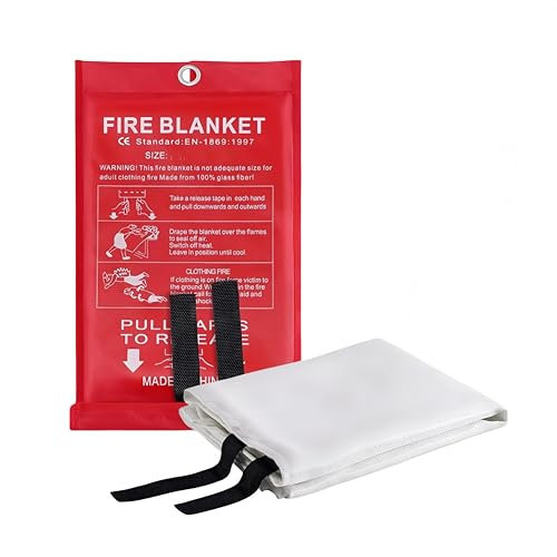 SHSHbuy Coperta Antincendio 1 * 1m,Coperta Antincendio per la Casa e la Cucina,Coperta Ignifuga di Emergenza per Auto,Barbecue,Campeggio,Scuola