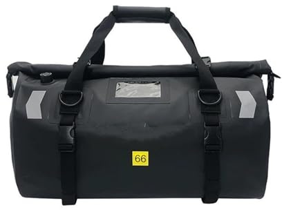 Borse Sella Pelle Moto Universale Per Moto Casco Borsa Per Sedile Posteriore Durevole Borsa Da Equitazione Grande Capacità Borsa Coda Impermeabile Borsa Sella Motocicletta(66L-Black)