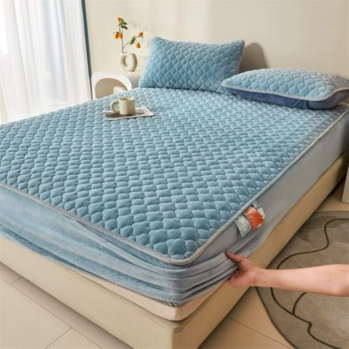 Fodera per Materasso/Coprimaterasso Trapuntato Anti-Acari e Traspirante Matrimoniale, per Materass Copertura Protettiva(#G,150x190cm three-piece set)