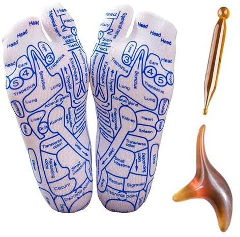 Esshogo 1 Paio Calzini Per Massaggio ai Piedi, Calzini Per Riflessologia, Calzini Per Massaggio ai Piedi, Calzini Massaggianti, Acupressure Reflexology Foot Massage Socks with Massage Tools