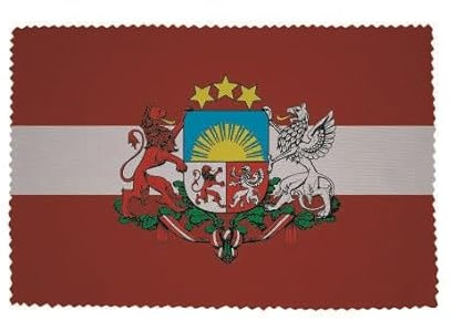 U24 Brillenputztuch Lettland mit Wappen Fahne Flagge Glasreinigungstuch Microfasertuch