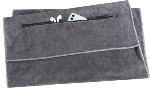 Jomdjmskes Toalla Gimnasio, Toalla Microfibra Gimnasio con Bolsillo Cremallera, Toalla de Fitness Hombre Mujer, Superabsorbente de Secado Rápido Towel Gimnasio para Gimnasi, Entrenamiento, Camping
