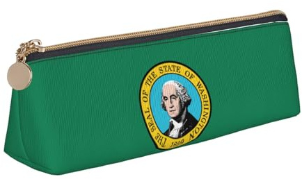 YHBLYKXP Bolsa de almacenamiento de piel triangular con estampado de bandera de Washington, bolsa de maquillaje portátil, almacenamiento diario de objetos pequeños, Blanco, Talla única, Ligero