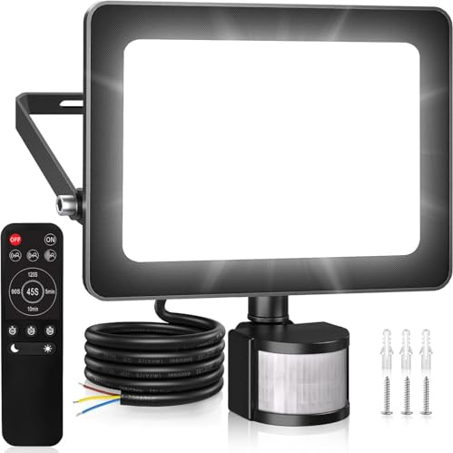MEIKEE 60W LED Strahler mit Bewegungsmelder Außen LED Fluter mit Sensor | 5900LM 6500K Kaltweiß 3 Modi 10 Helligkeitsstufen IP66 Wasserdicht Scheinwerfer für Garten Garage Sportplatz