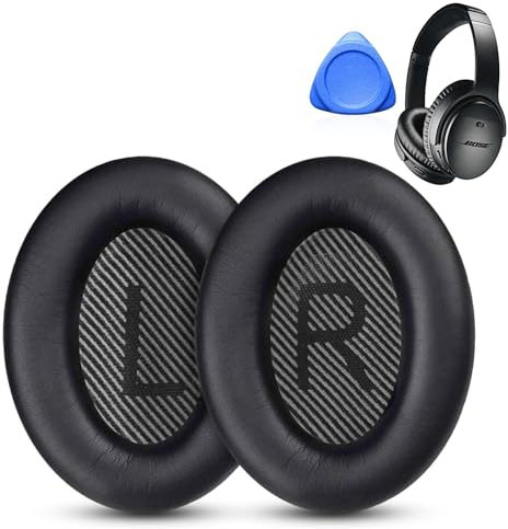 Anei Boe QuietComfort 35 QC35 II Profeioal Relacemet Earad for Boe Quiet Comfort 35 QC35 II Headhoe, Relacemet Ear Cuhio with Softer Leather, Iolatio Foam