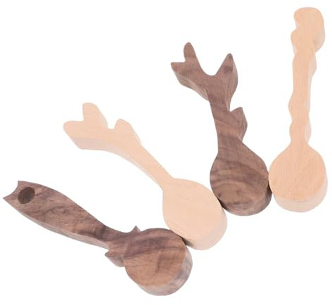 Veemoon 4pièces Lot de Ébauches de Cuillères Bois Brut pour Bricolage Sculpter et Loisirs Créatifs