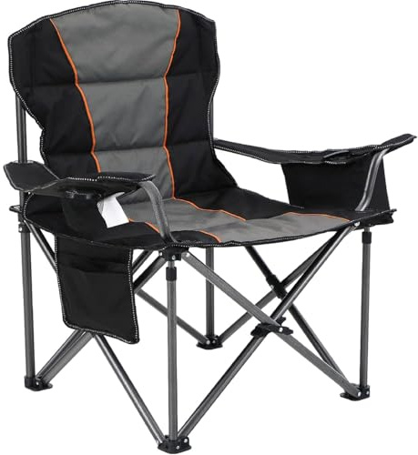GWFBLID Campingstuhl Faltbar mit Getränkehalter Seitentasche 450lbs Klappstuhl Gepolstert mit Getränkehaltern Faltbarer Angelstuhl Klappstuhl Outdoor mit Armlehnen Outdoorstuhl für Picknick Outdoor
