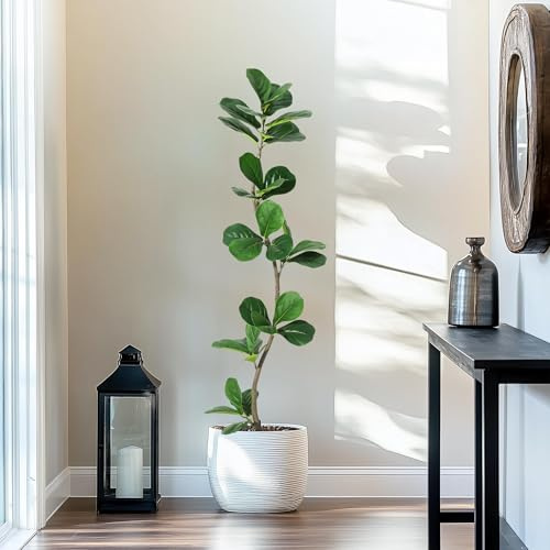 Garvee Künstliche Pflanzen 152 cm, Fake Pflanzen Künstlicher Fiddle Feigenbaum Mit Schwarz Topf Kunstbaum Groß Plastikpflanzen Kunstpflanzen für Drinnen, Zimmer Schlafzimmer Home Decor