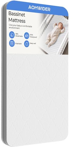 33x19 Rectangle Baby bassinet mattress: 2 Thick Dual Side Gel Memory Foam Bassinet Mattress for ANGELBLISS 3 in1/BabyBond/Cowiewie/JimgloBassinet/HARPPA - Exact Fit Replacement Bedside Bassinet