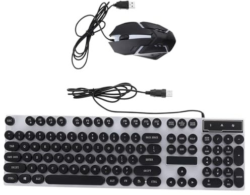 Yardenfun Ensemble Clavier Et Souris De Jeu Ergonomiques Rétroéclairés 2pcs pour Bureau Et Maison Noir Touches Suspendues Confortables
