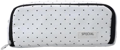 Pencil Case - Simple Stationery Bag | Make Up Bag with Large Capacity | Soft Holds Pens, Scissors, Rulers, Erasers, Magazines and Supplies, Perfect for School, Black and White, see