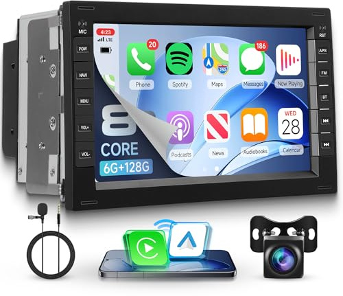 6+128G 8 Core Radio Coche Android para VW Golf 4 Polo Sharan Jetta MK4 T5 Transport Multivan 7'' Pantalla Carplay Android Auto Wireless Bluetooth GPS WiFi Mirror Link FM/RDS/DSP Cámara Trasera