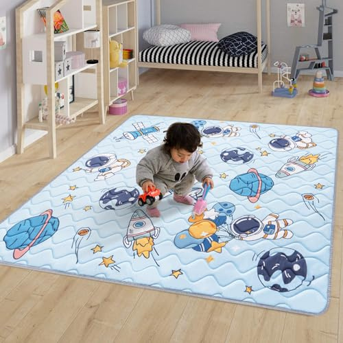 OUUTMEE Alfombra para gatear para bebé, 200 x 180 x 2 cm/79 x 71 pulgadas, alfombra de juego plegable, parte inferior antideslizante, adecuada para salón, habitación infantil y dormitorio, diseño de