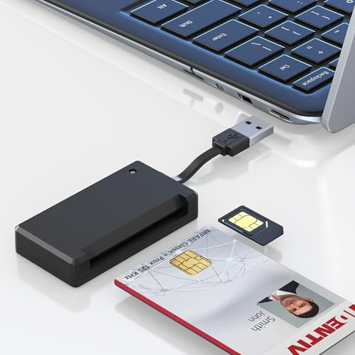 SIM Card Adapter and CAC Reader Military 2 in 1 for SIM/CAC/IC/PIV/ID/ATR/Contact Chip Card, CAC Card Reader Military, Smart Card Reader DOD Military USB Common Access CAC for Laptop PC, Plug and Play
