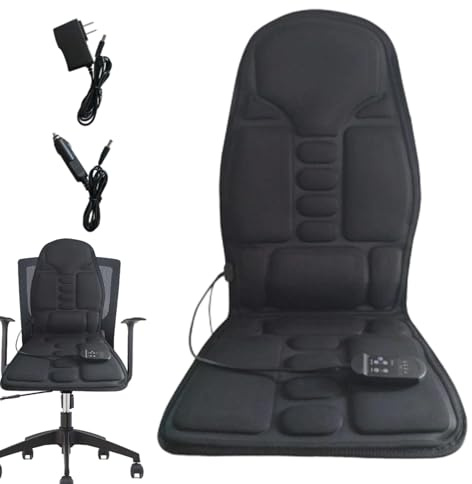 Generisch Coussin de massage du dos - Massage d'assise pour chaise de bureau, coussin chauffant à 5 points - Relaxation musculaire électrique pour femmes, hommes, adultes, sièges longs et sportifs
