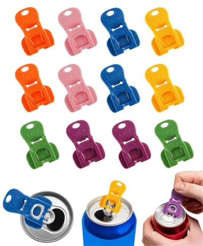 BTACGWP Set de 12 Abrelatas Multicolor, Abridor de Latas de Plástico con Mango Antideslizante, Corte Suave y Seguro para Cerveza y Refrescos