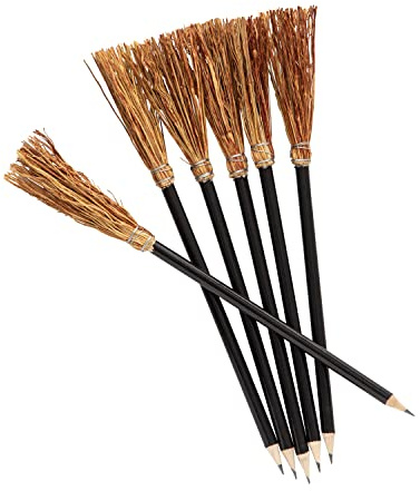 Mendi 6 Hexenbesen Holzbleistifte 24 cm Schwarz Events Partys Geschenke Details Dekoration