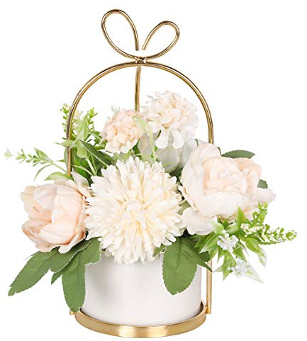 Hobyhoon Flores artificiales en maceta, flores artificiales artificiales como hortensias falsas, flores de seda para decoración de boda, decoración de mesa, salón, dormitorio, habitación